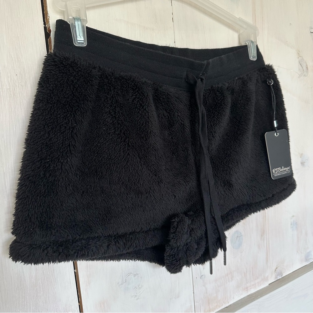 PJ salvage cozy sherpa black pajama lounge shorts size‎ XS NWT